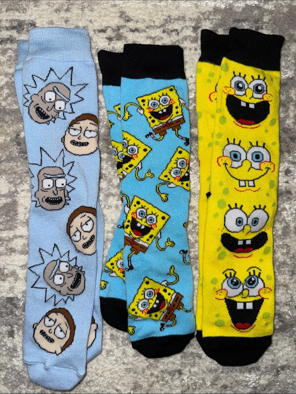 SpongeBob & Rick & Morty Novelty Crew Socks - Pack of 3